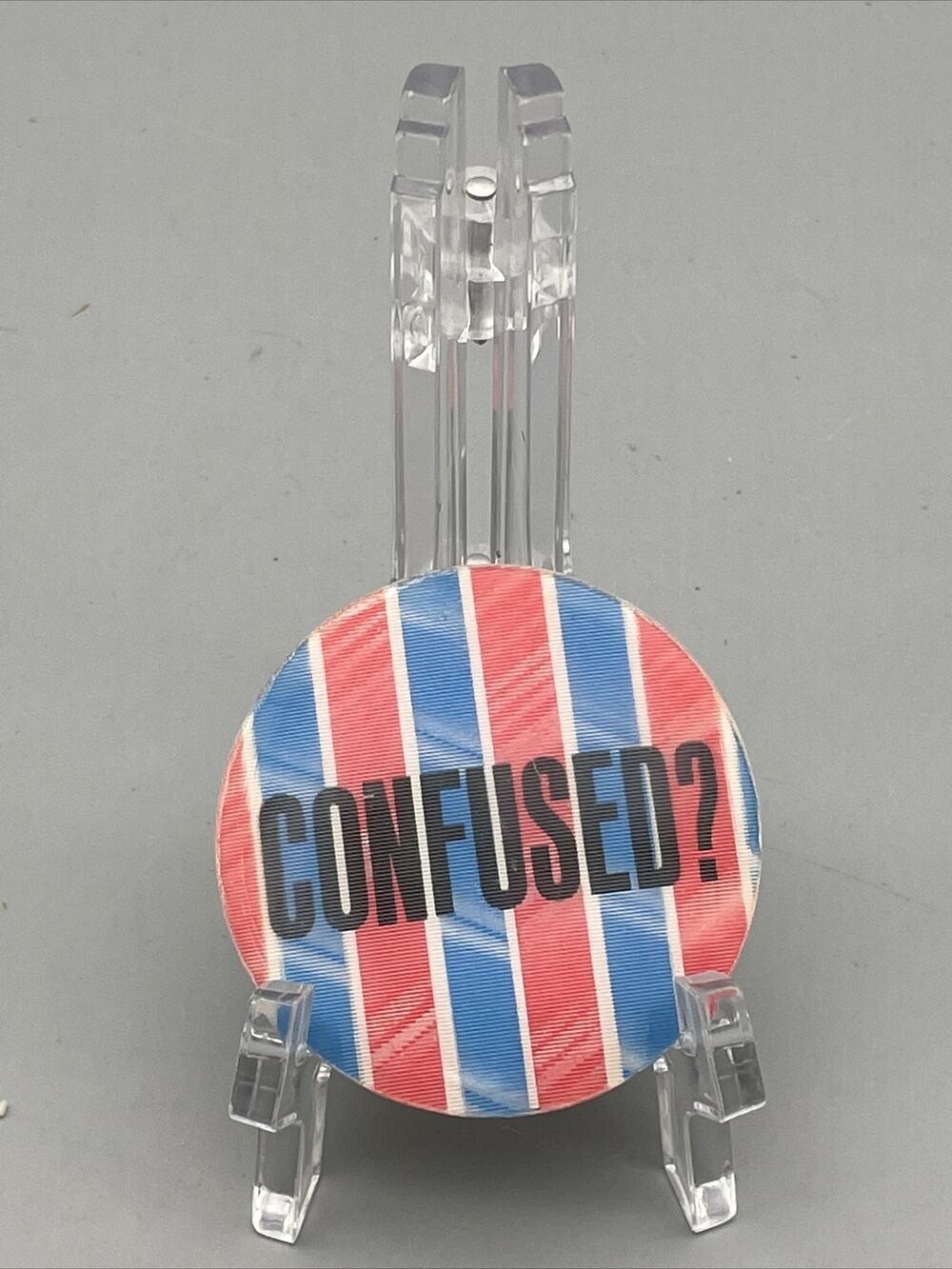 Vintage Confused? Lenticular Pinback Pin Button Topps Chewing Gum Japan